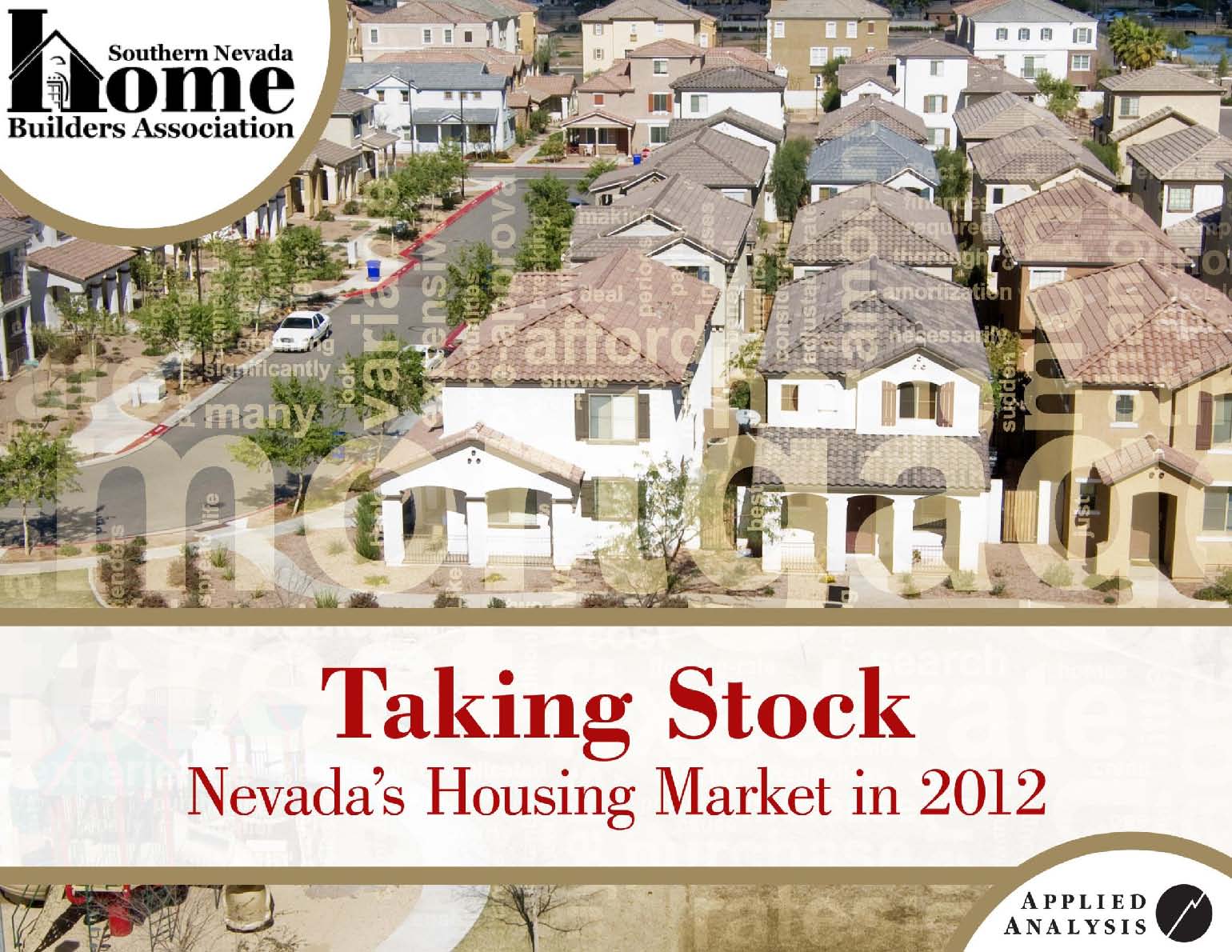 Cover, Taking Stock: Nevada's Housing Market in 2012